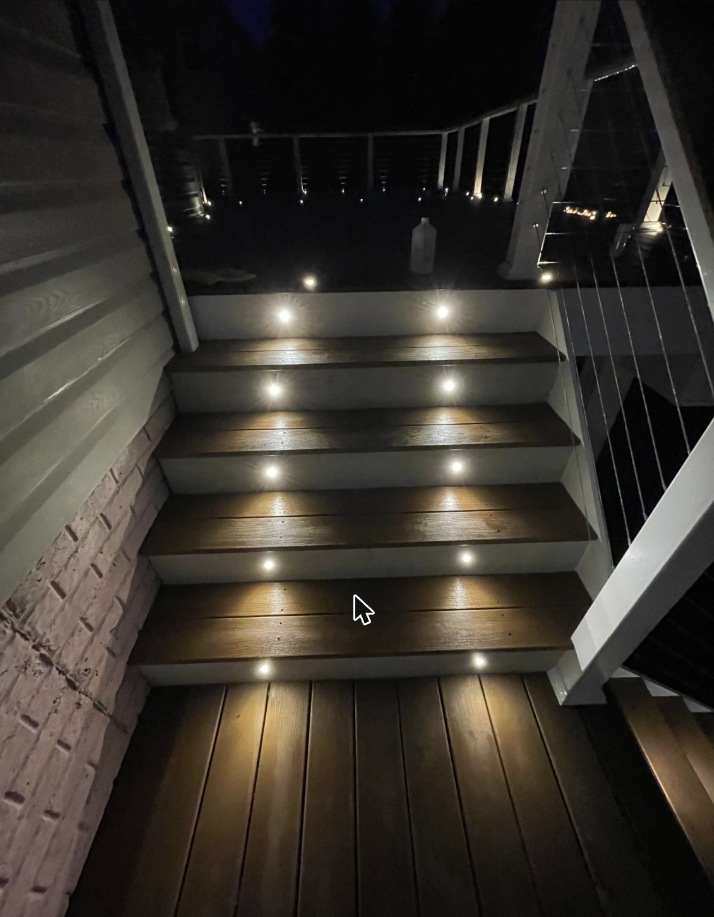 Deck stairs with LED step lighting in Grasonville, MD — Assured Contracting Company